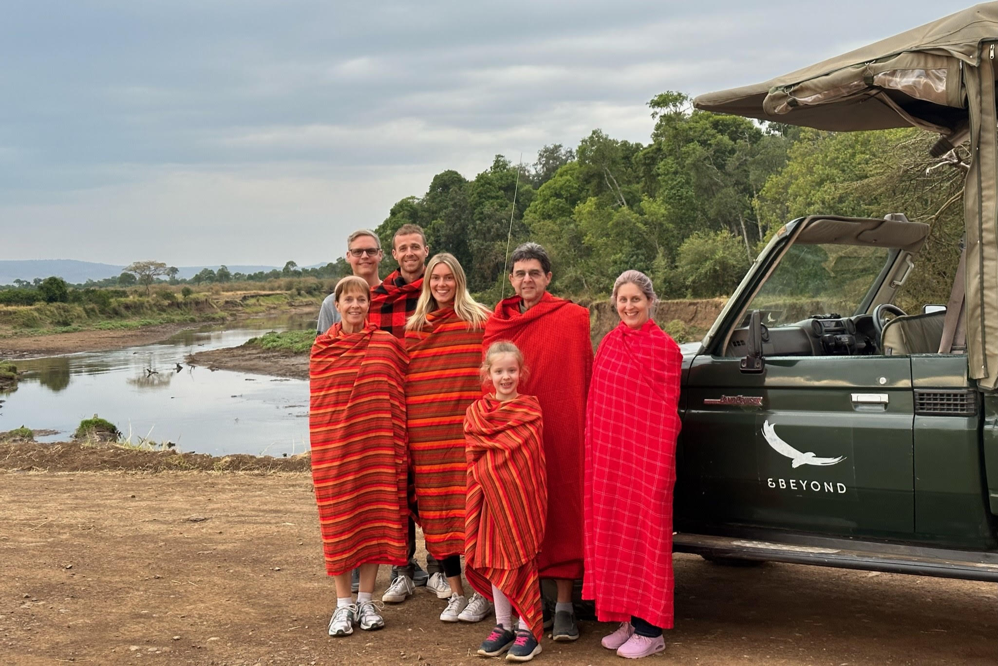 Eddie-Fazal-70th-birthday-Kichwa-Camp-game-drive-stop Fazal family on safari