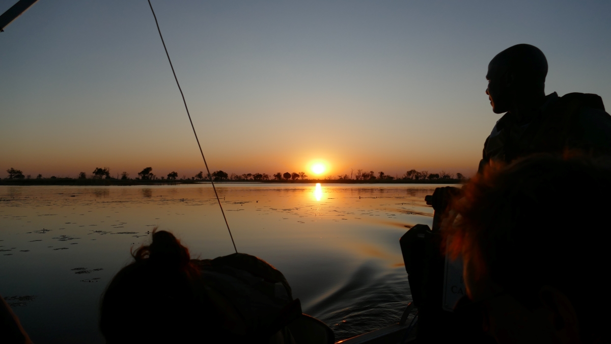 Brian-and-maggie-camp-Xakanaxa-delta-boat-ride Sunset boat ride