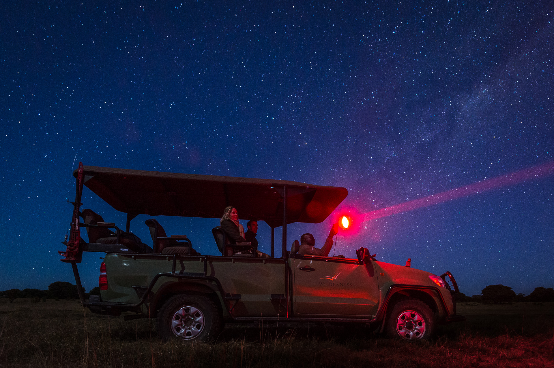 wilderness-little-makalolo-camp-night-game-drive On a night game drive at Little Makalolo Camp in Hwange National Park