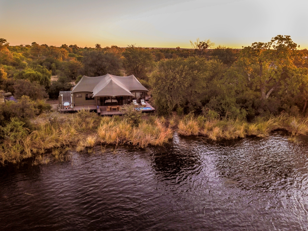 Old-Drift-Lodge Distant view of Old Drift Lodge along the river