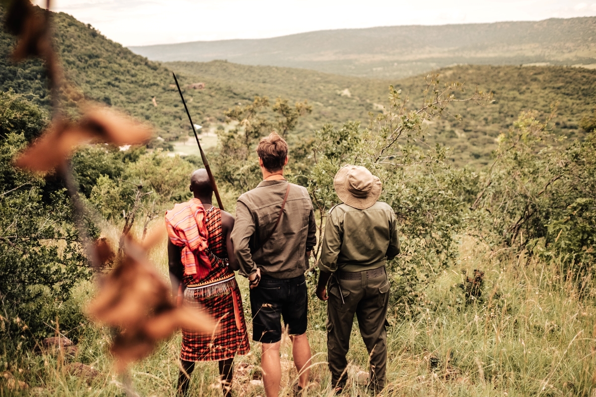 Cottar's-1920s-Camp-walking-safari-Maasai-Mara-Kenya Walking safari with a Maasai warrior